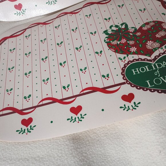 VTG 90s Oval Vinyl Christmas Valentines Placemats Holidays of Love Hearts Franco - Picture 5 of 7